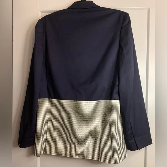 Stella McCartney Colorblock Double-Breasted Blazer Navy/Gray Size IT 42 US 6-8